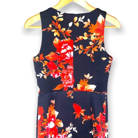 Enfocus Studio New Sleeveless Maxi Dress Size 6 Navy Blue Red Floral Print - Picture 4 of 12
